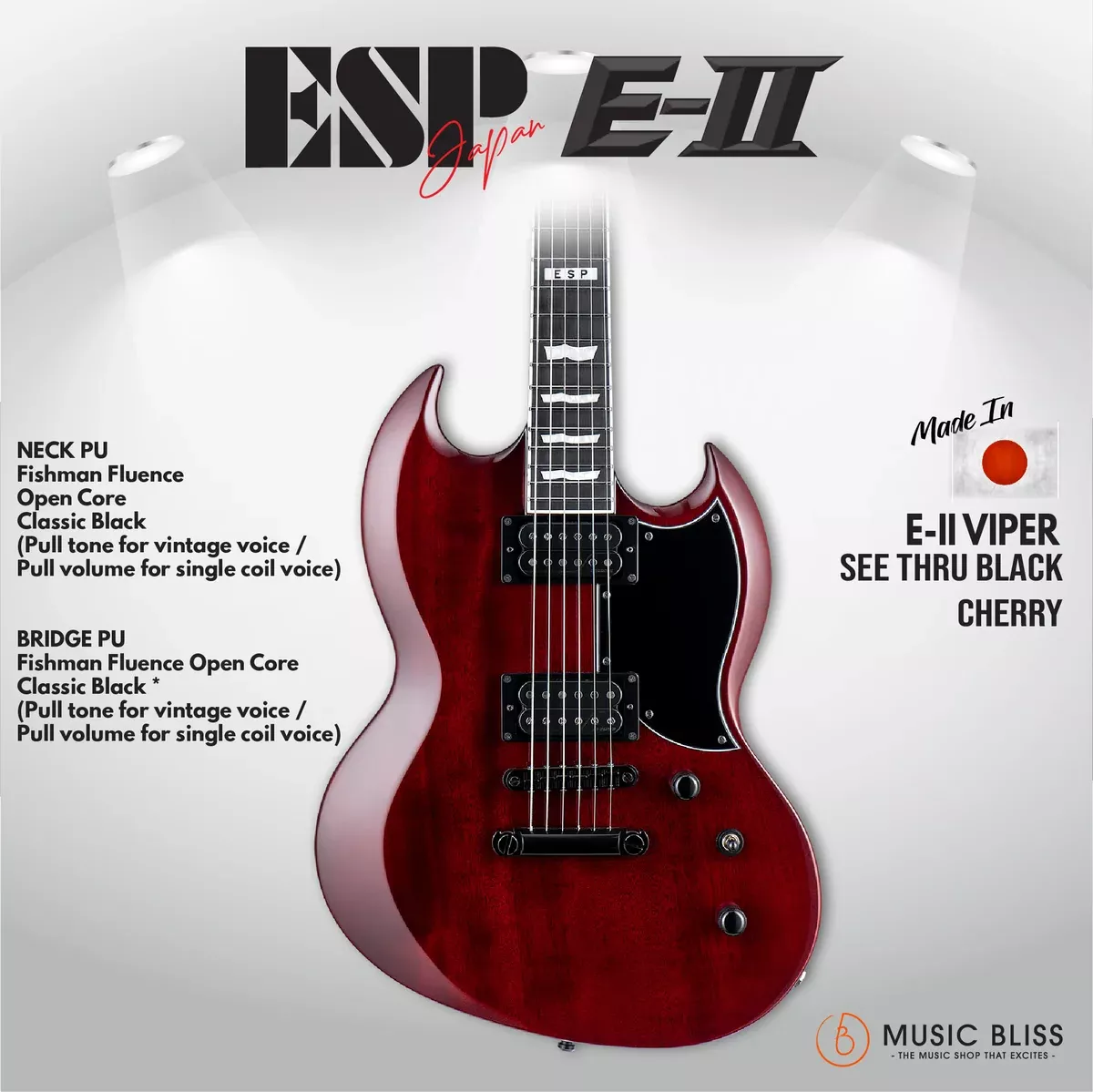 ESP Japan E-II Viper Electric Guitar – See-thru Black Cherry [MIJ]