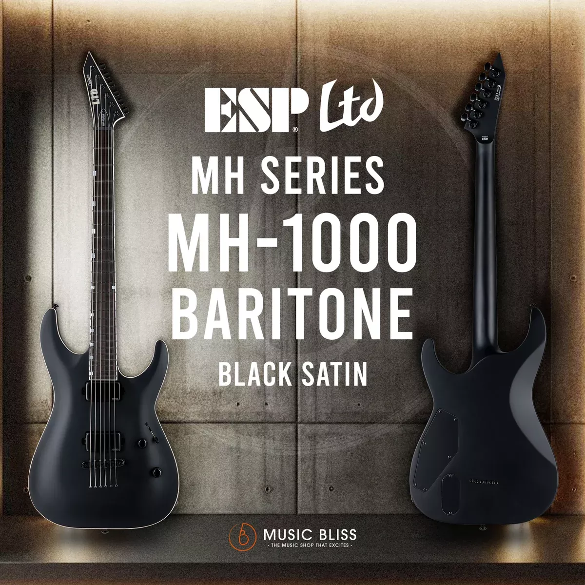 ESP LTD MH-1000 Baritone Electric Guitar – Black Satin