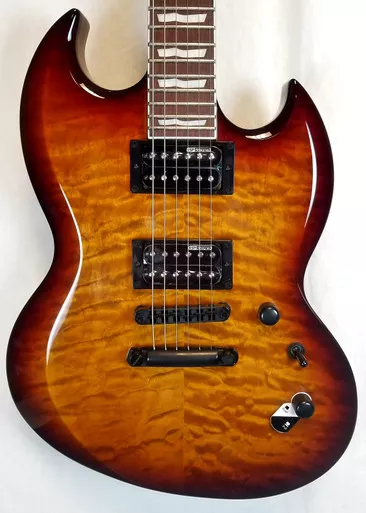 ESP LTD VIPER-256, Quilted Maple Top, Dark Brown Sunburst