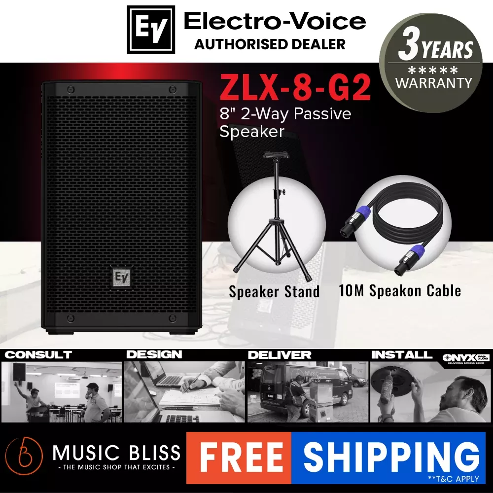 EV Electro-Voice ZLX-8 G2 1000W 8″ Passive Speaker