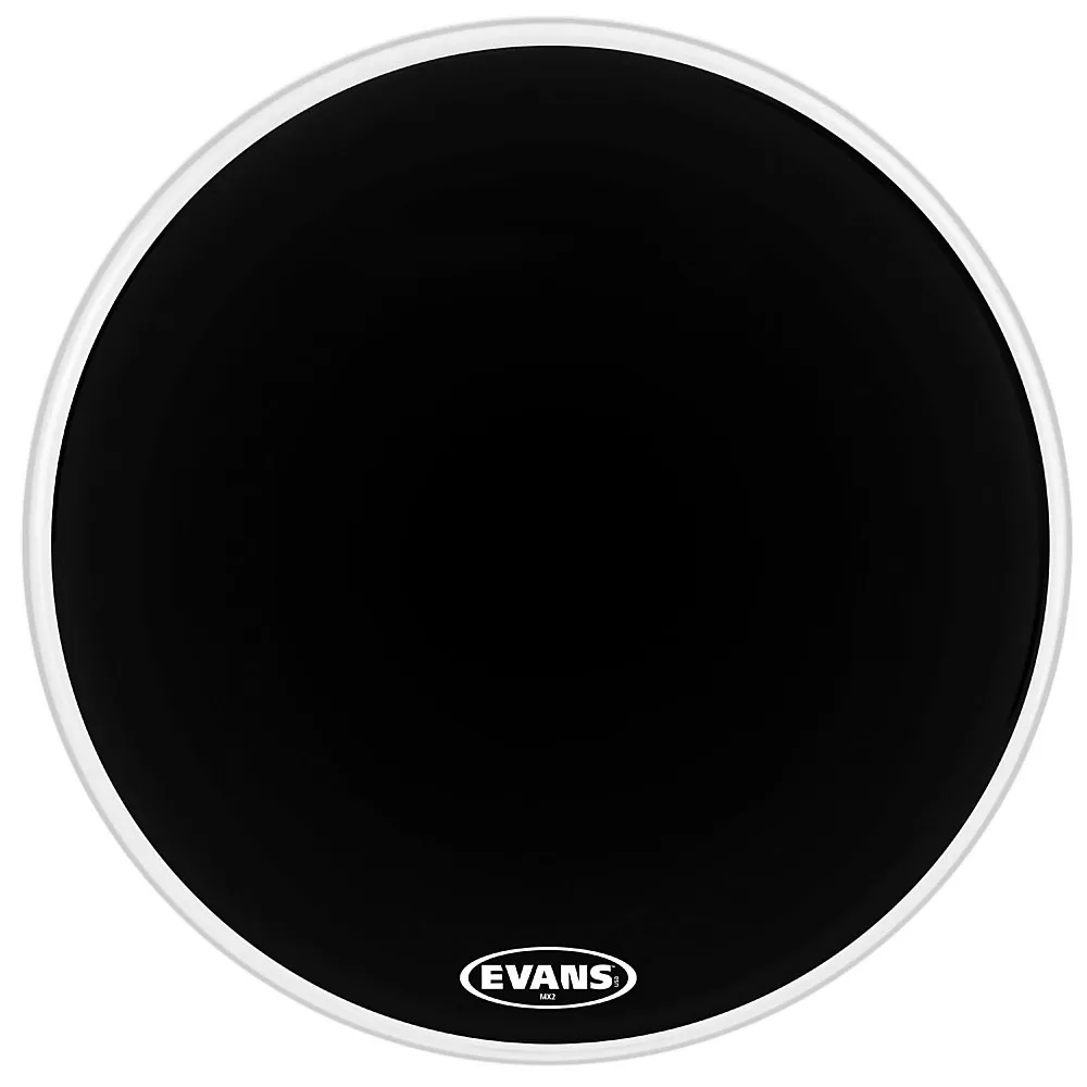 EVANS MX2 Black Marching Bass Drum Head Black 24 in.