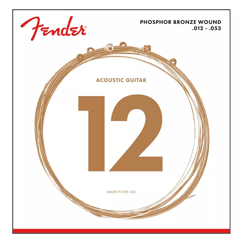 Fender Acoustic Guitar Strings - Phosphor Bronze, Light 12-53