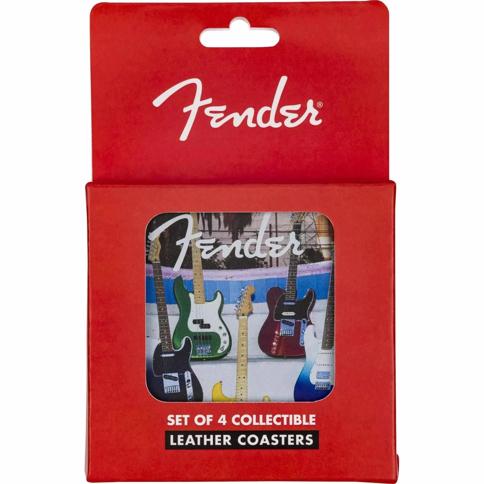 Fender Guitar Coaster Set, 4-Pack, Multi-Color Leather