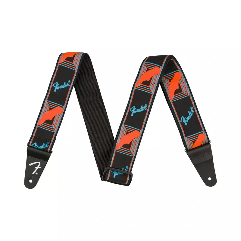 Fender Neon Monogrammed Strap, Blue/Orange