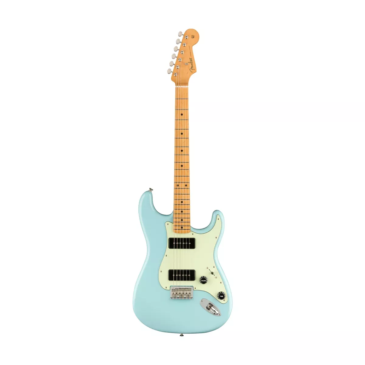 Fender Noventa Stratocaster Electric Guitar, Maple FB, Daphne Blue