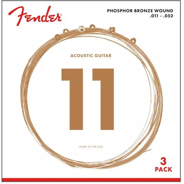Fender Phosphor Bronze Acoustic Strings 3 Pack