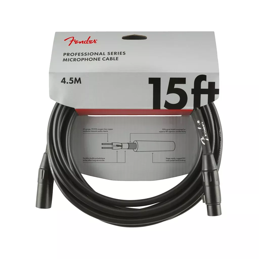 Fender Professional Series Microphone Cable, 15ft, Black