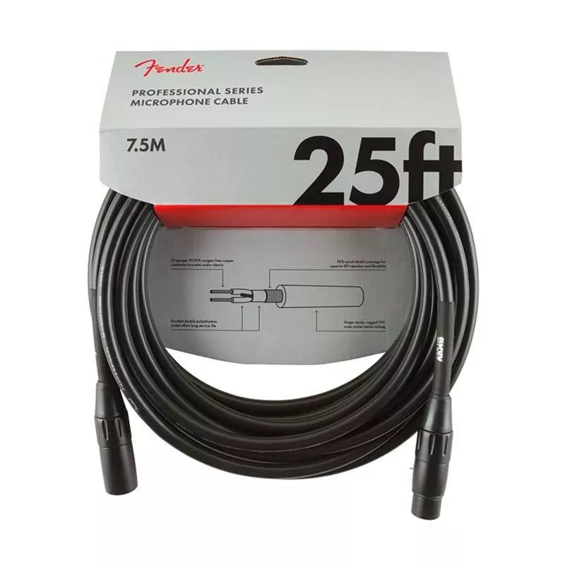 Fender Professional Series Microphone Cable, 25ft, Black