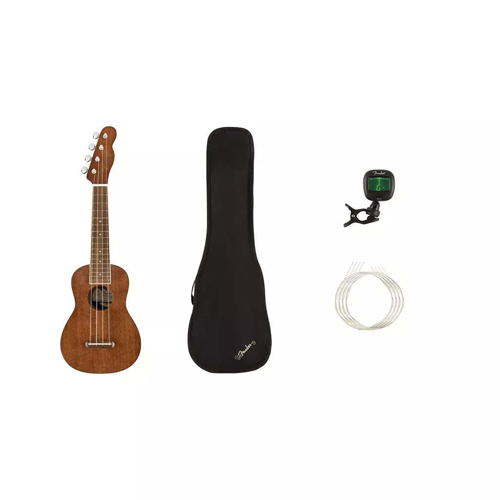 Fender Seaside Soprano Ukulele Pack, Walnut FB, Natural