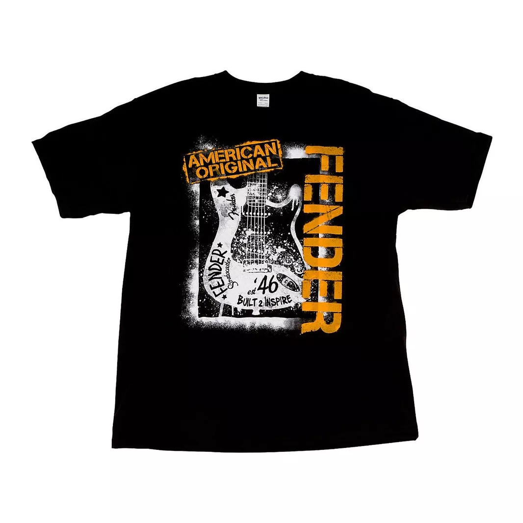 Fender Spraypaint Graffiti Men T-Shirt, Black