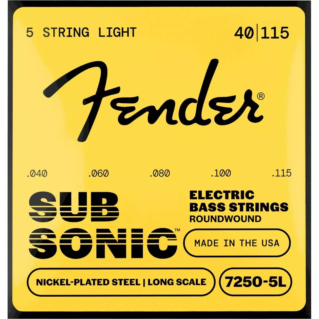 Fender SubSonic™ 7250 Nickel-Plated Steel Bass Strings - 5 String .040-.115