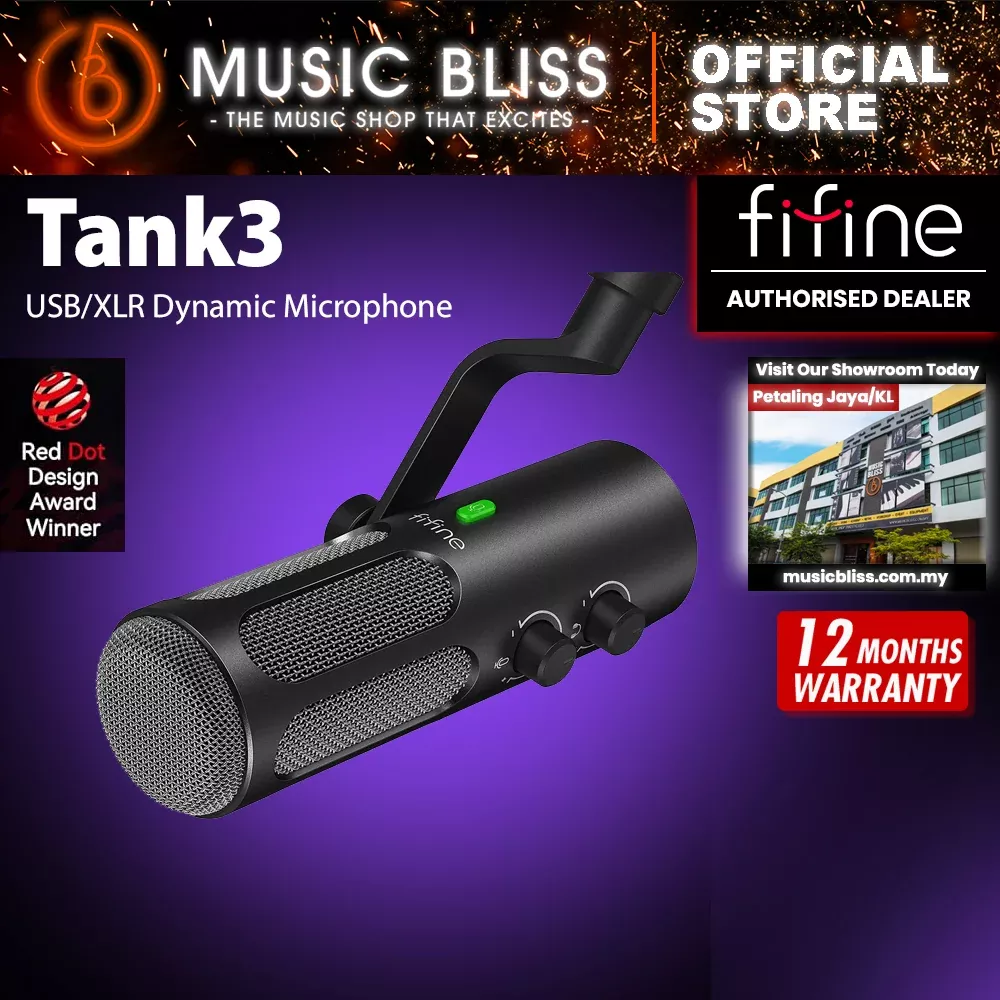 FIFINE TANK3 XLR/USB Podcast Dynamic Microphone for Streaming, Studio XLR Microphone, PC Streamer Mic All Metal with Mute Button, Headphone Jack, for Vocal Voice Over Music Recording