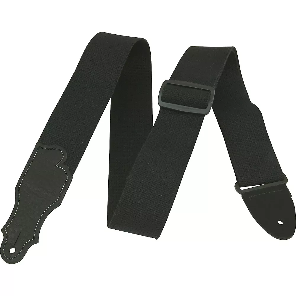 Franklin Strap 2″ Black Cotton Guitar Strap with Leather Ends