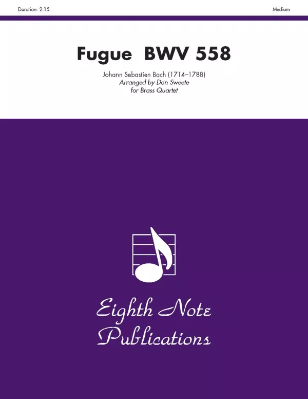 Fugue, BWV 558: Brass Quartet Score & Parts