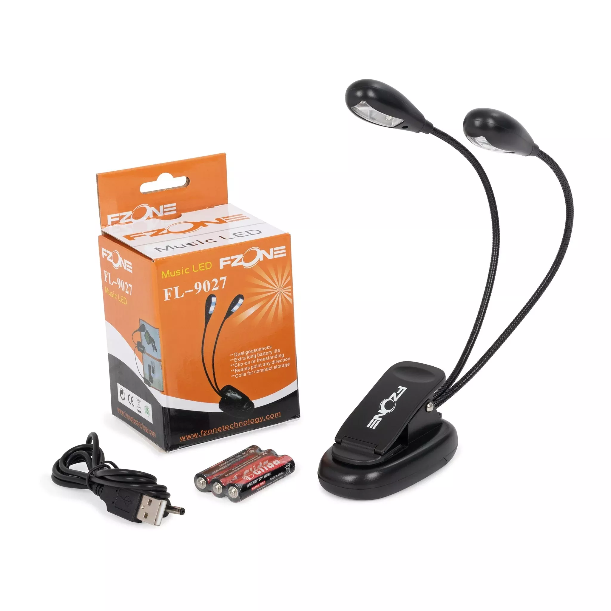 FZone clip on LED double music stand light (FL9027)