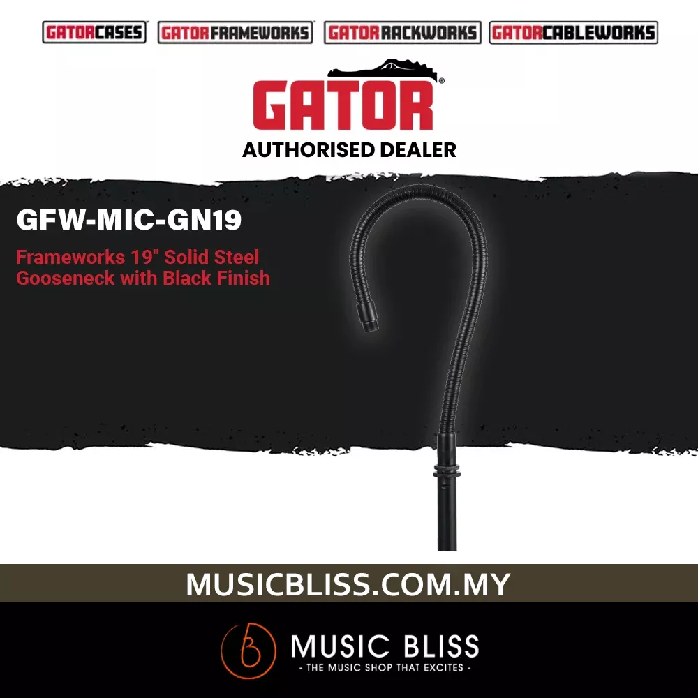 Gator Frameworks GFW-MIC-GN19 Black Gooseneck – 19″
