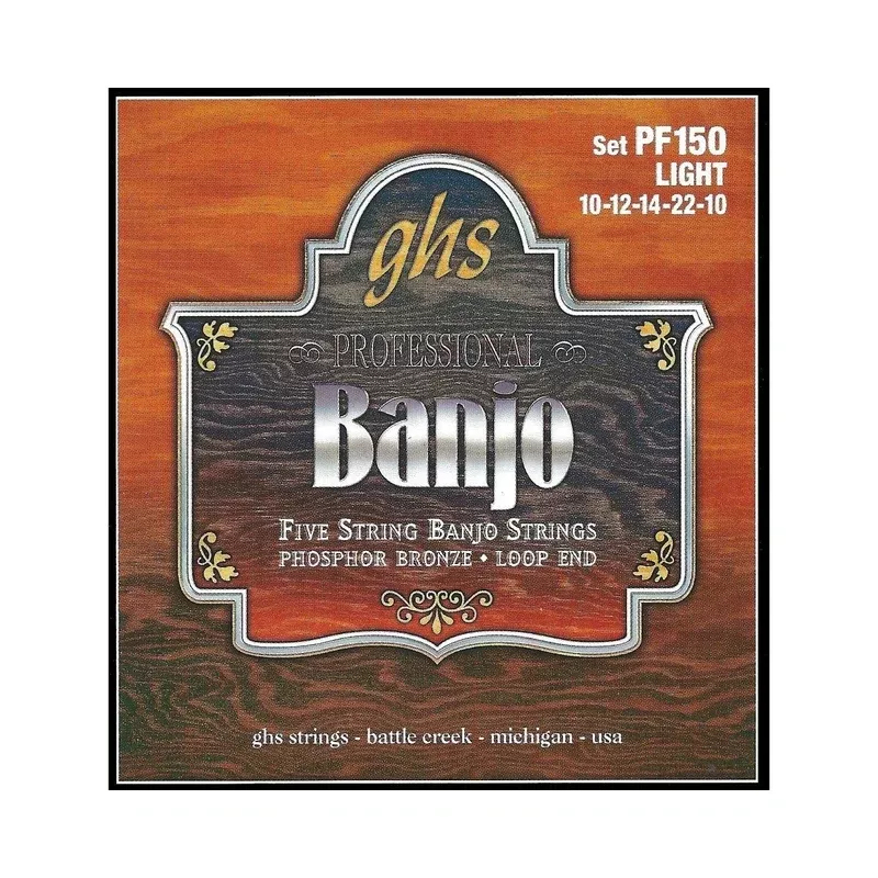 GHS PF150 Phosphor Bronze Loop End Light Gauge 5-String Banjo Strings