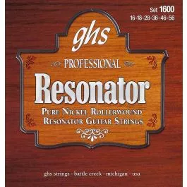 GHS Strings 1600 Pure Nickel Rollerwound Resonator Guitar Strings (.016-.056)