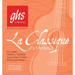 GHS Strings 2300G La Classique(R) Classical Guitar Strings, Ground Nylon Trebles, Medium High Tension (.029-.043)
