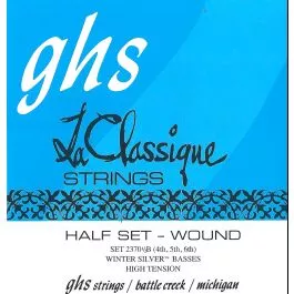 GHS Strings 2370 1/2B La Classique(R) Classical Guitar Strings, Half Set Basses, High Tension (.030-.043)