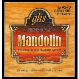 GHS Strings A240 Phosphor Bronze Mandolin Strings, Loop End, Ultra Light (.009-032)