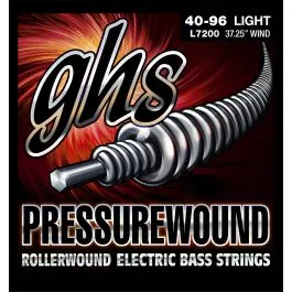 GHS Strings L7200 4-String Pressurewound(TM), Rollerwound Alloy 52(TM) Bass Strings, Long Scale, Light (.040-.096)