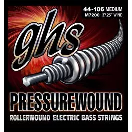 GHS Strings M7200 4-String Pressurewound(TM), Rollerwound Alloy 52(TM) Bass Strings, Long Scale, Medium (.044-.106)