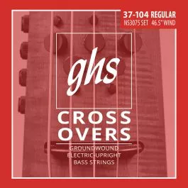 GHS Strings NS3075, 4-String Crossovers, Groundwound Electric Upright Bass Strings (.047-.105)