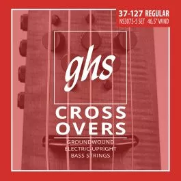 GHS Strings NS3075-5, 5-String Crossovers, Groundwound Electric Upright Bass Strings (.047-.127)