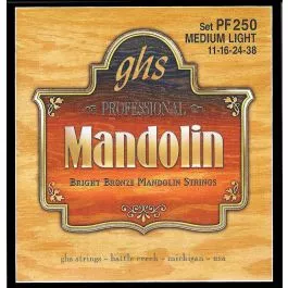 GHS Strings PF250 Bright Bronze(TM) Mandolin Strings, Medium Light (.011-.038)