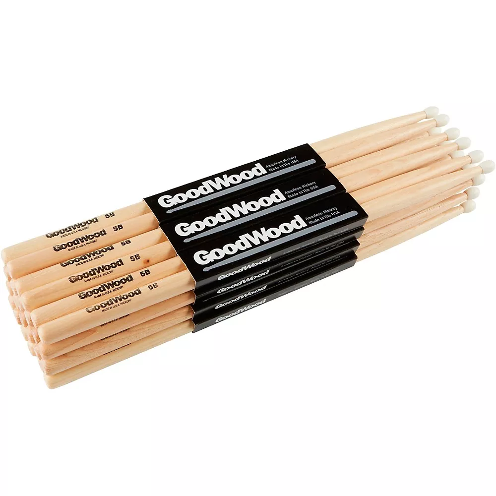 Goodwood Hickory Drum Sticks 12-Pack 5B Nylon