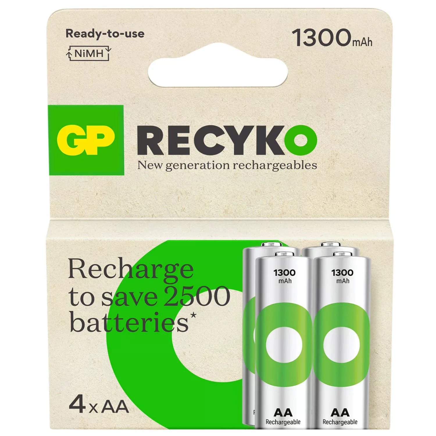 GP Recyko+ NiMH Rechargeable Batteries