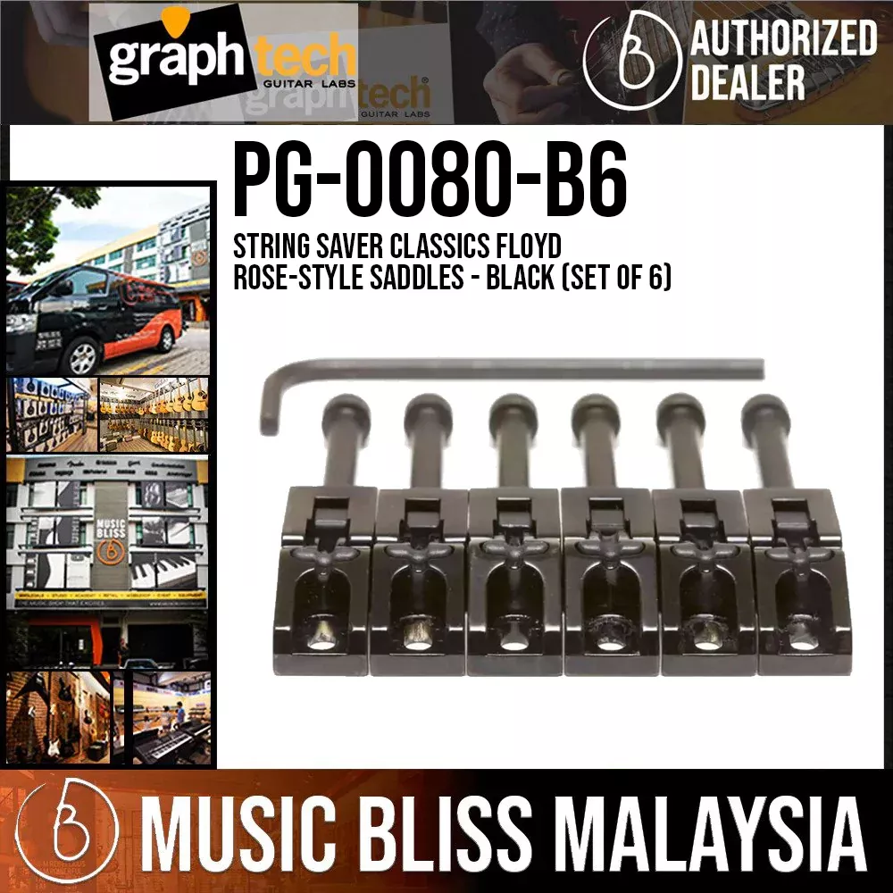 Graph Tech PG-0080-B6 String Saver Classics Floyd Rose-Style Saddles - Black (set of 6)