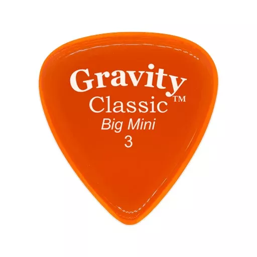 Gravity Classic Big Mini 3.0mm Guitar Pick, Polished Orange