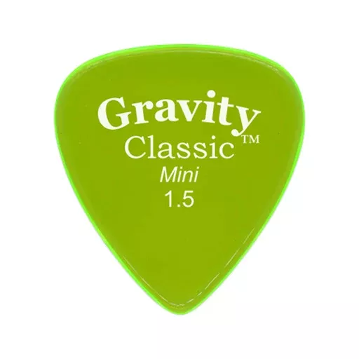 Gravity Classic Mini 1.5mm Guitar Pick, Polished Fluorescent Green
