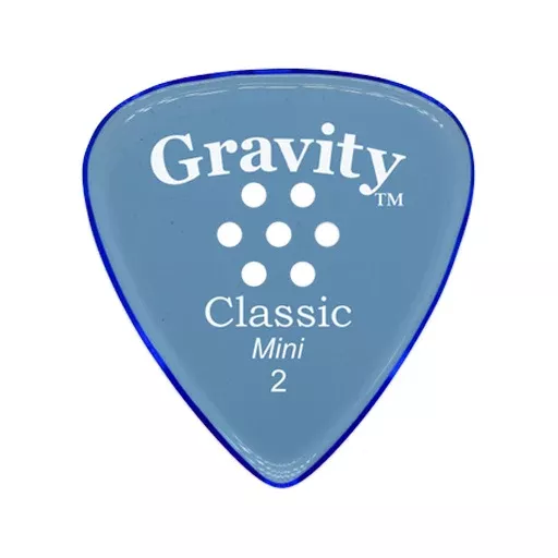 Gravity Classic Mini 2.0mm Guitar Pick w/Multi-hole Grip, Polished Blue