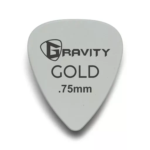 Gravity Colored Gold Traditional Teardrop Guitar Pick, 0.75mm Gray