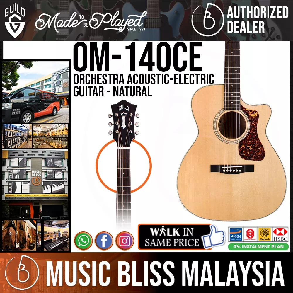 Guild OM-140CE Orchestra Acoustic-Electric Guitar - Solid Spruce Top, Solid Mahogany Back & Sides - Natural