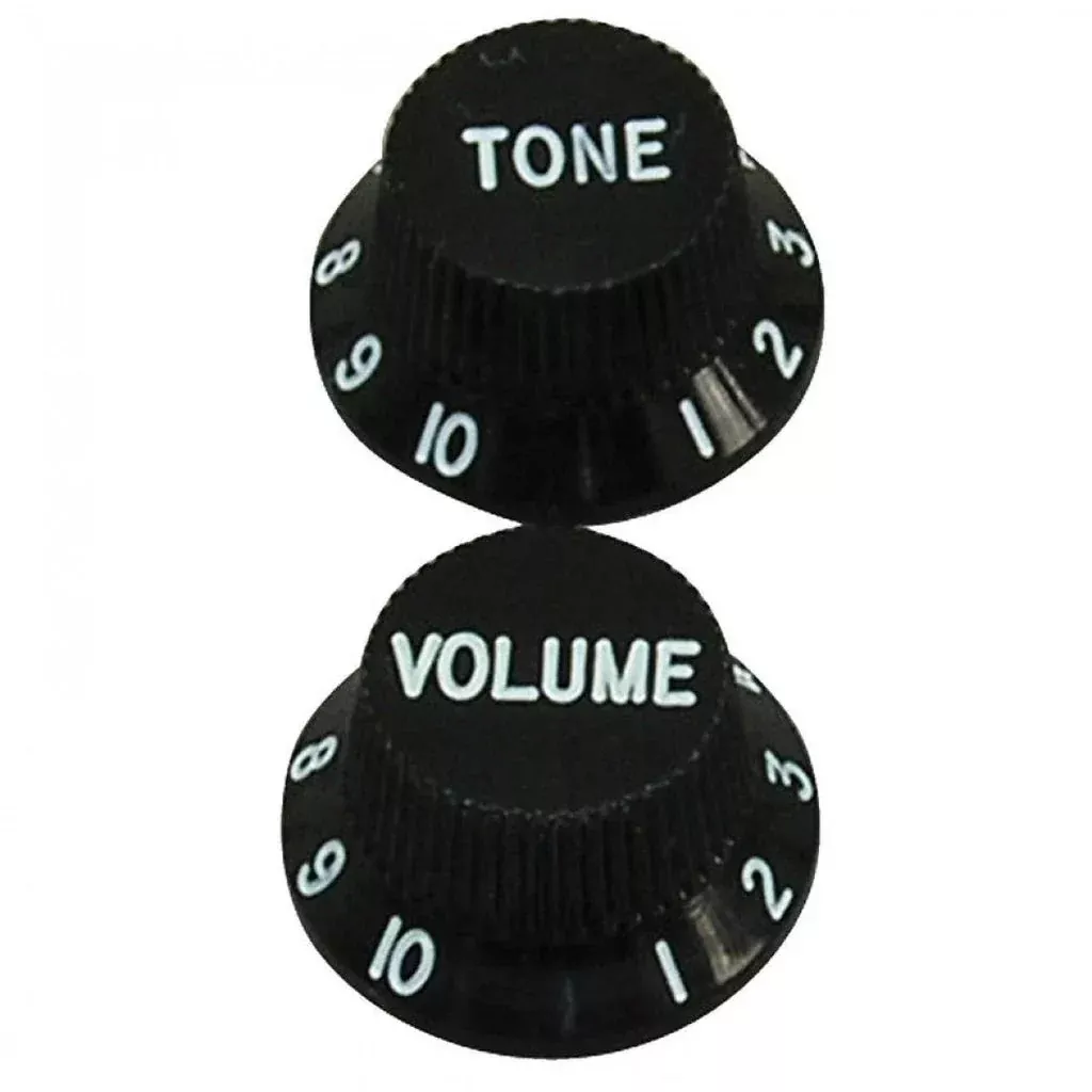 Guitar Tech Black Control Knobs Pair for Guitar or Bass (GT504)