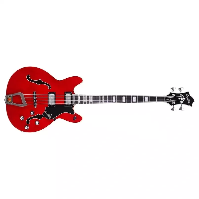 Hagstrom 4 String Viking Model Electric Bass, Wild Cherry Transparent VIKB-WCT