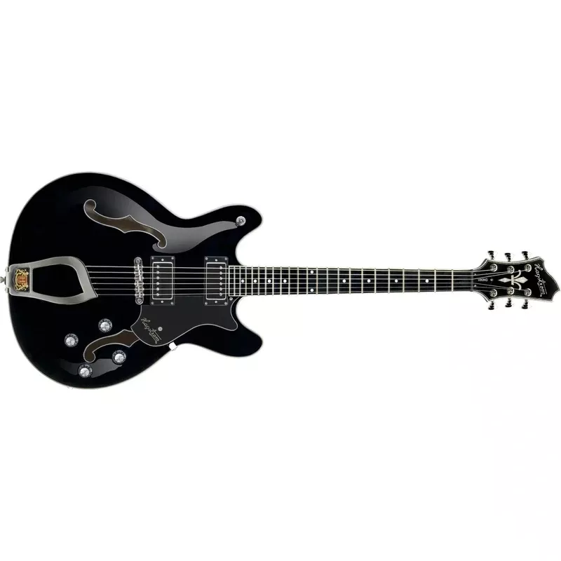 Hagstrom 6 String Viking Model Electric Guitar, Black Gloss VIK-BLK