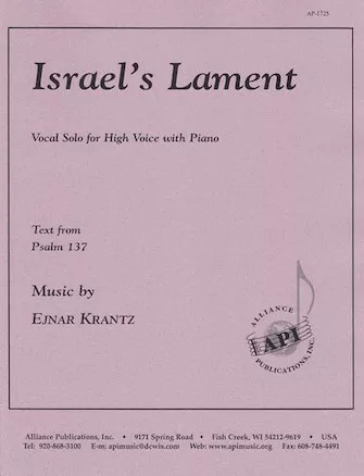 Hal Leonard 08772119 Israels Lament for Solo Soprano or Tenor Voice