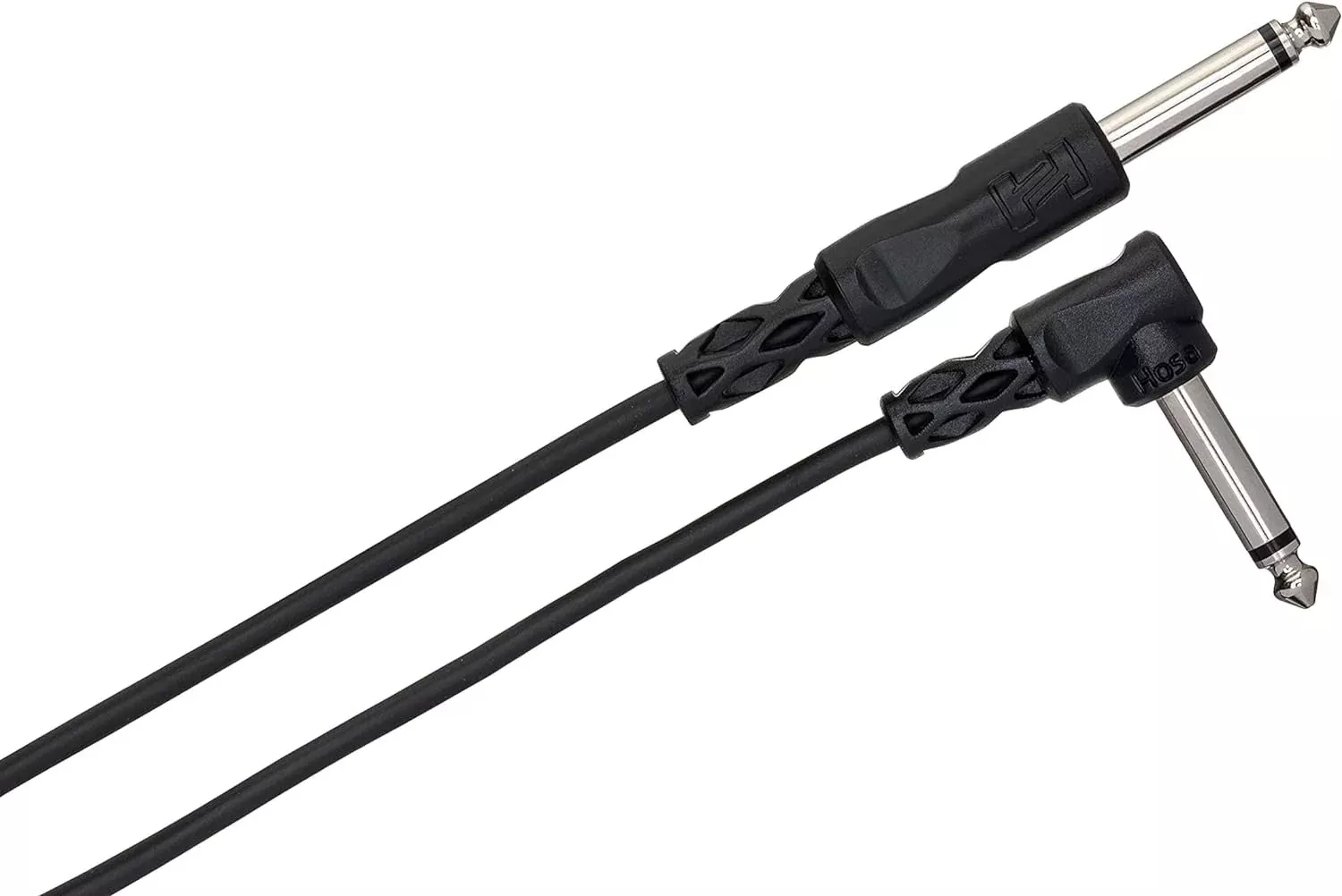 Hosa CPP110R 1/4 in TS to Right Angle 1/4 in TS Unbalanced Interconnect 10 ft
