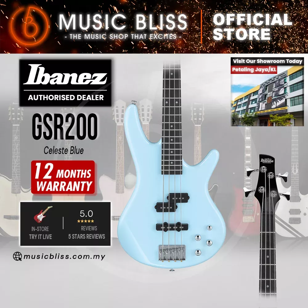 Ibanez GSR200 4-String Electric Bass Guitar – Celeste Blue