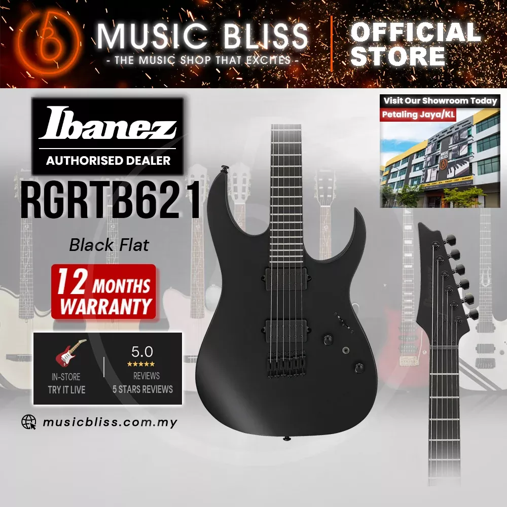 Ibanez Iron Label RGRTB621 Electric Guitar - Black Flat