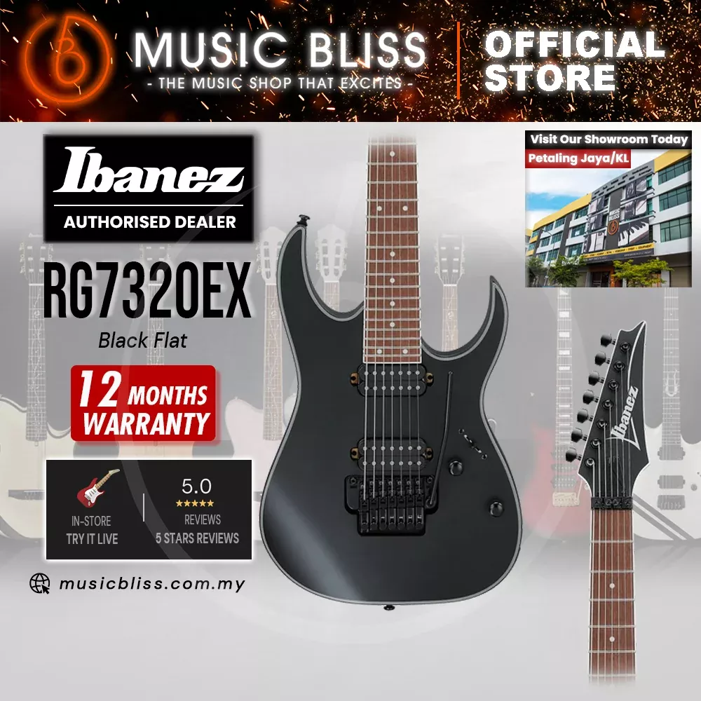 Ibanez RG7320EX 7-string Electric Guitar - Black Flat