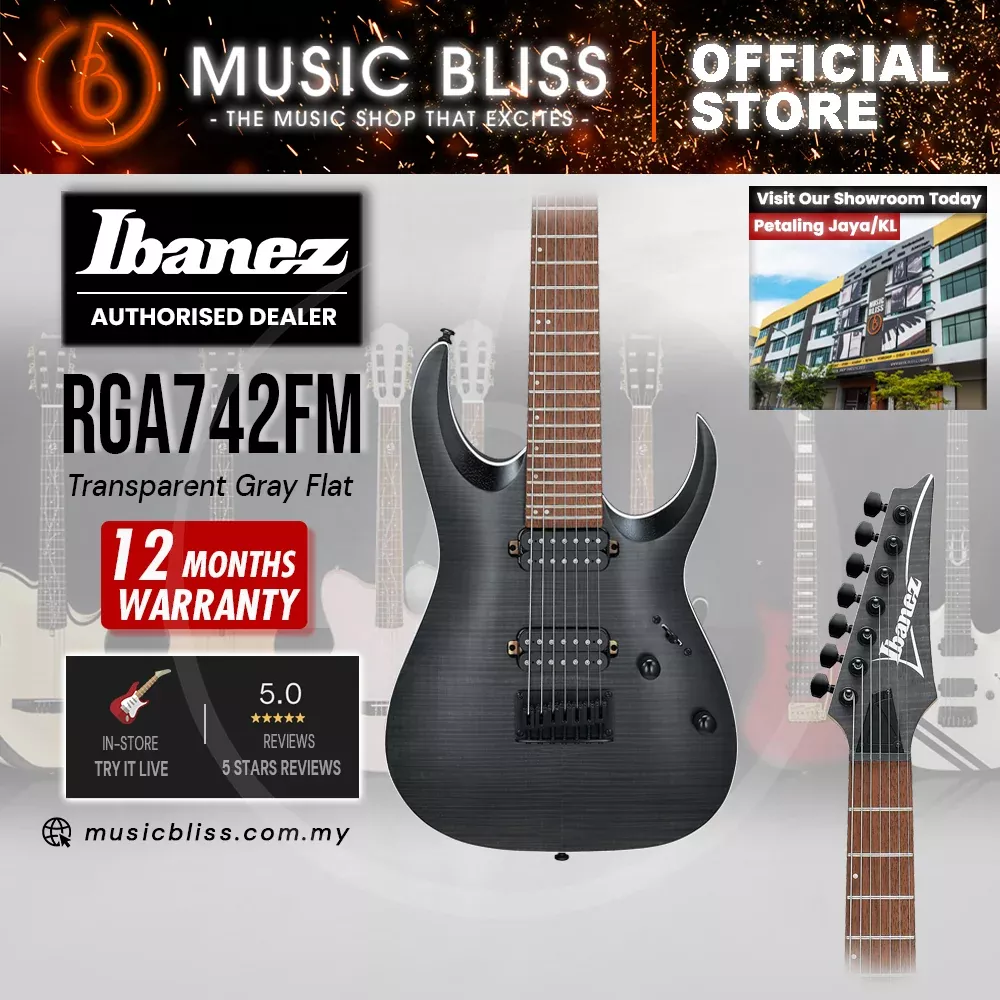 Ibanez Standard RGA742FM Electric Guitar – Transparent Gray Flat