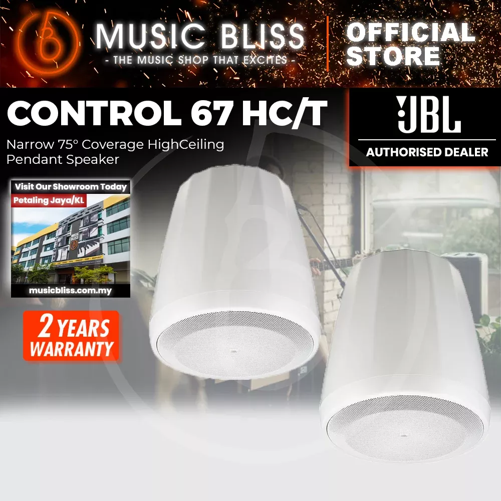 JBL Control 67HC/T Narrow 75° Coverage HighCeiling Pendant Speaker - Pair - White
