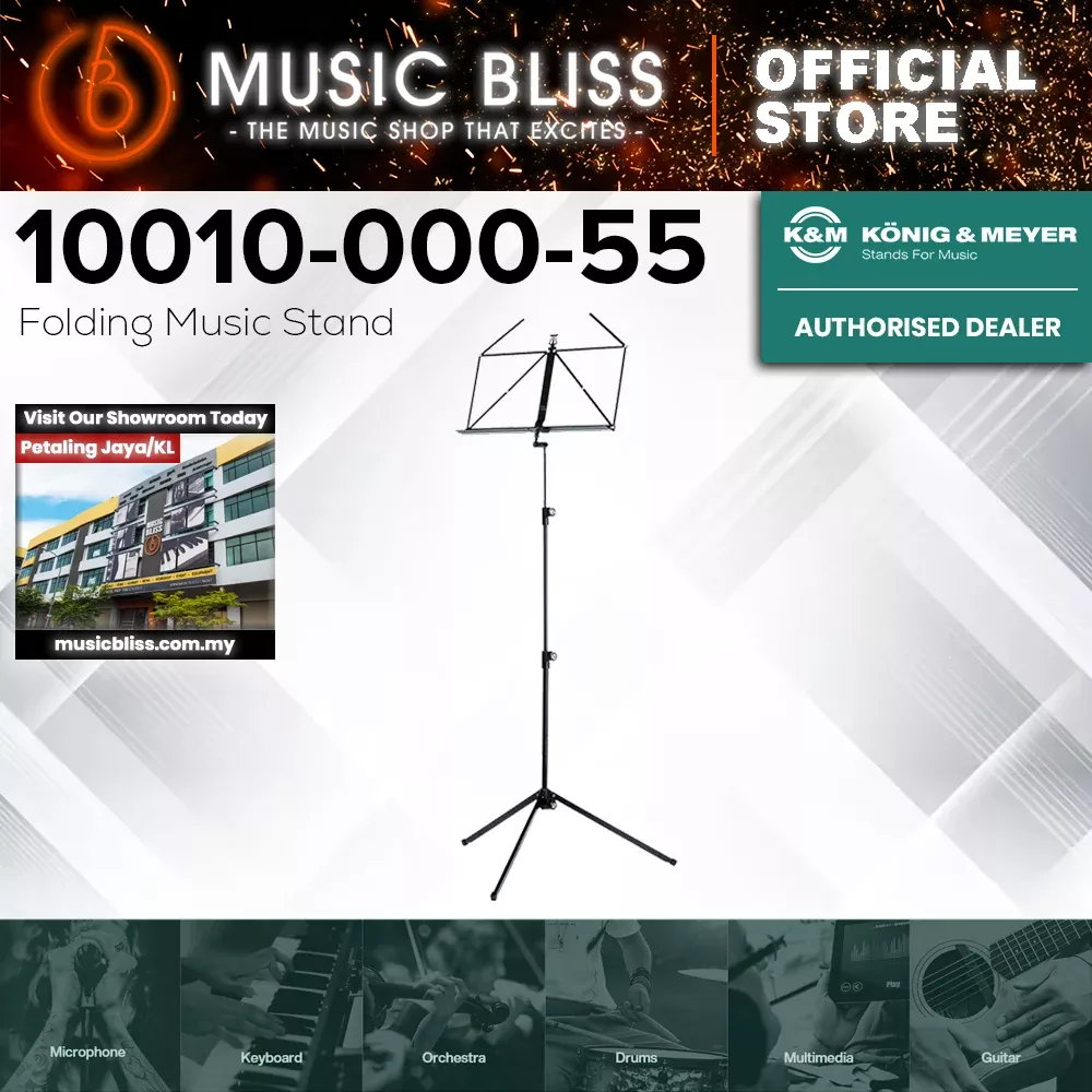 K&M 100/1 Folding Music Stand – Black