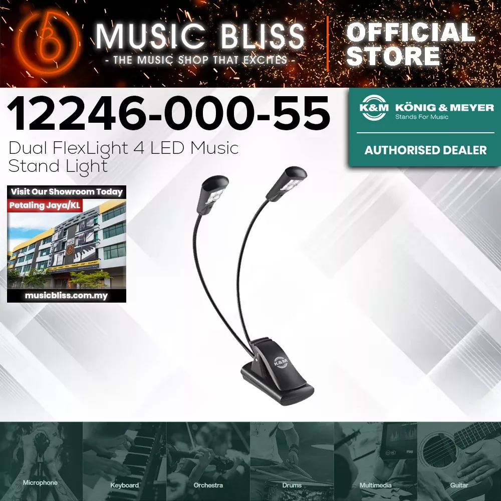 K&M 12246 Dual FlexLight 4 LED Music Stand Light